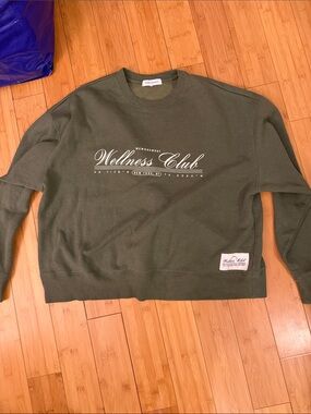 WeWoreWhat Oversized Olive Green Wellness Club Crewneck